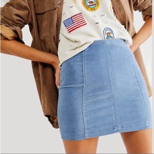 FREE PEOPLE MODERN FEMME CORDUROY MINI SKIRT IN COLOR BLUE SIZE 8